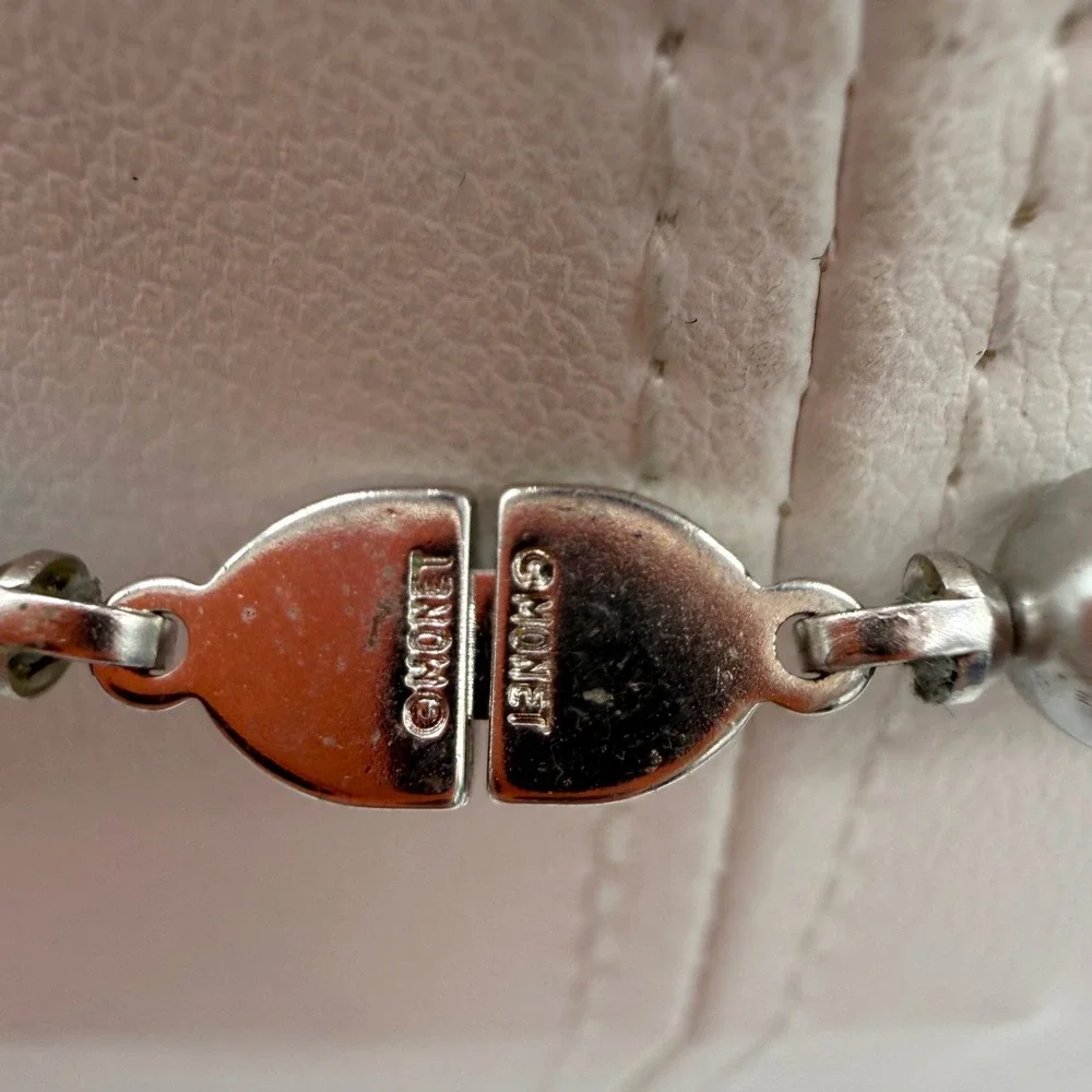 Vintage‎ Monet Gray Pearl Necklace & Bracelet Set Knotted Signed Silver Tone
